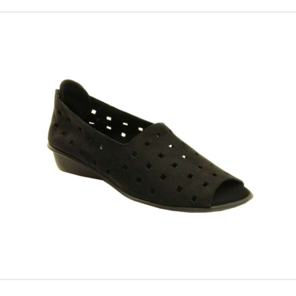 Sesto Meucci Evonne Sandals Womens 12 M Black Nubuck Slip On Peep Toe Cut Outs
